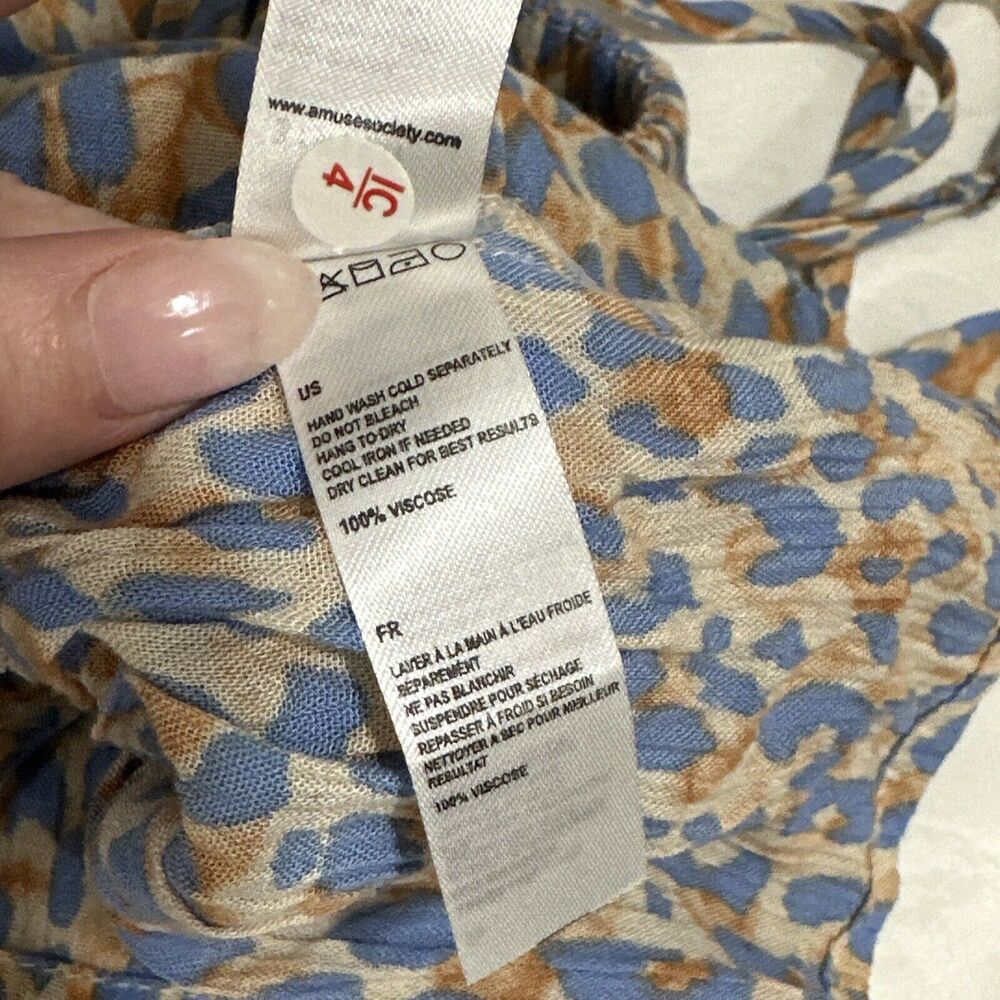 Amuse Society Blissed Out Cami Size Small Multi Color Leopard Print Tie Back EUC - Picture 8 of 9